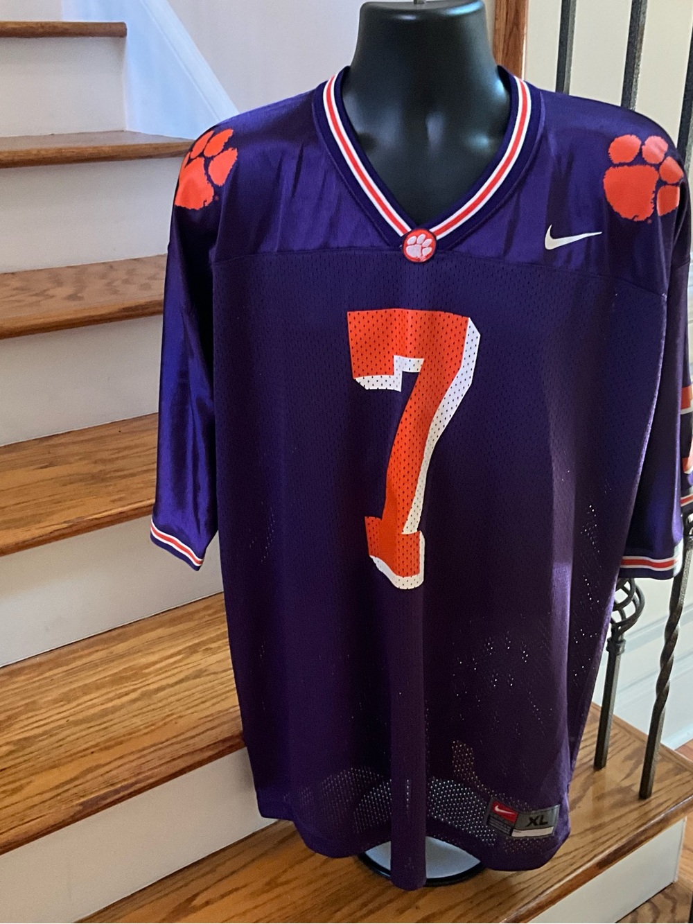 Nike Purple and Orange Clemson #7 Football Jersey